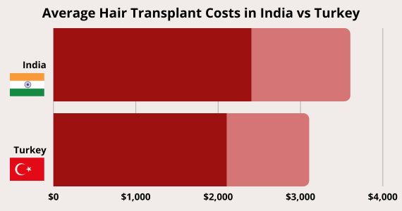 Average Hair Transplant Costs in India vs Turkey