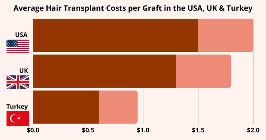 Average Hair Transplant Costs per Graft in the USA, UK & Turkey